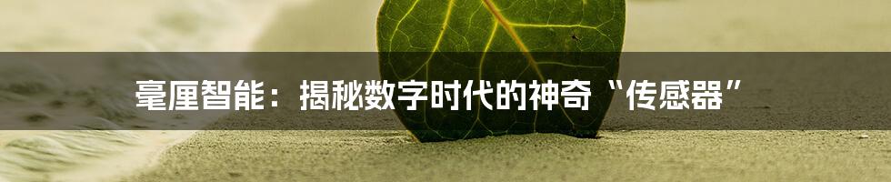 毫厘智能：揭秘数字时代的神奇“传感器”