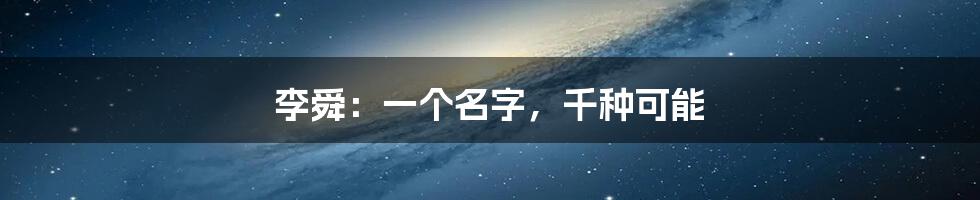 李舜：一个名字，千种可能