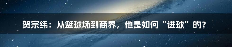 贺宗纬：从篮球场到商界，他是如何“进球”的？