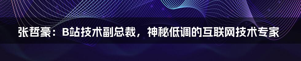 张哲豪：B站技术副总裁，神秘低调的互联网技术专家