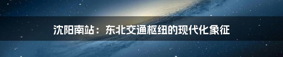 沈阳南站：东北交通枢纽的现代化象征