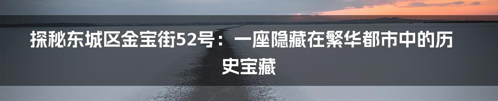 探秘东城区金宝街52号：一座隐藏在繁华都市中的历史宝藏