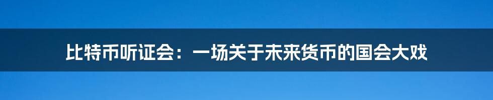 比特币听证会：一场关于未来货币的国会大戏