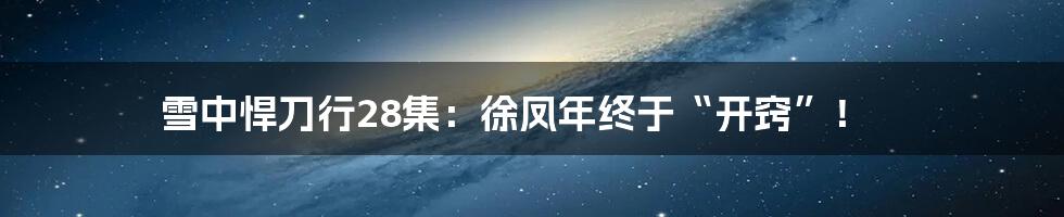 雪中悍刀行28集：徐凤年终于“开窍”！