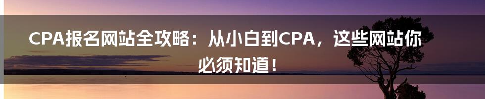 CPA报名网站全攻略：从小白到CPA，这些网站你必须知道！