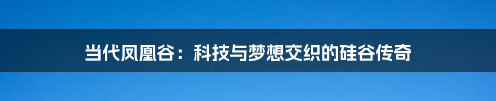 当代凤凰谷：科技与梦想交织的硅谷传奇