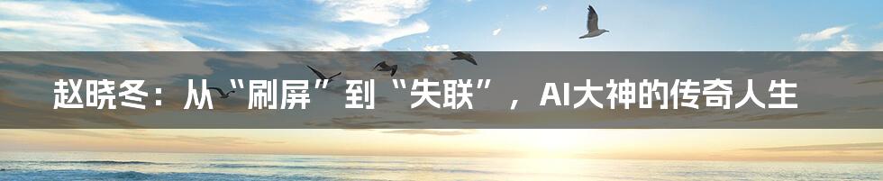 赵晓冬：从“刷屏”到“失联”，AI大神的传奇人生