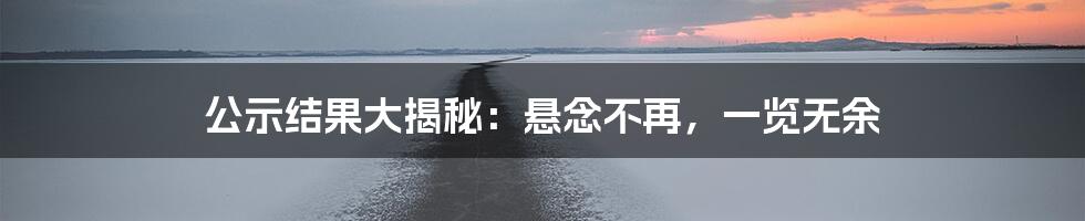 公示结果大揭秘：悬念不再，一览无余