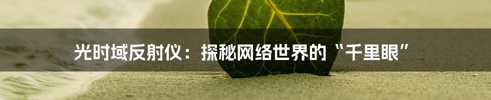 光时域反射仪：探秘网络世界的“千里眼”