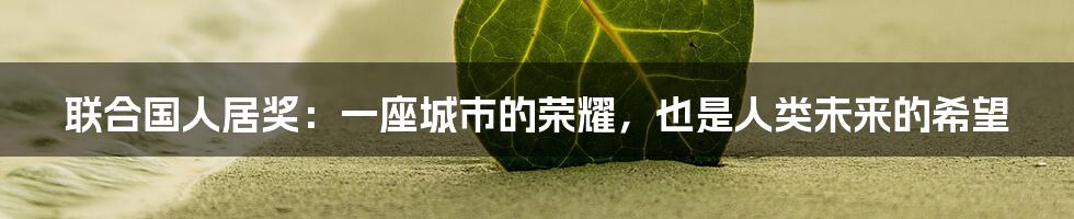 联合国人居奖：一座城市的荣耀，也是人类未来的希望