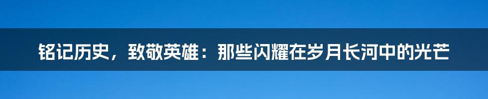 铭记历史，致敬英雄：那些闪耀在岁月长河中的光芒