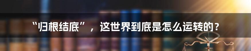 “归根结底”，这世界到底是怎么运转的？