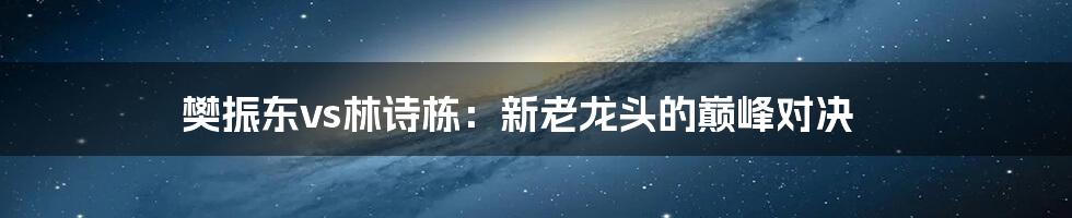 樊振东vs林诗栋：新老龙头的巅峰对决