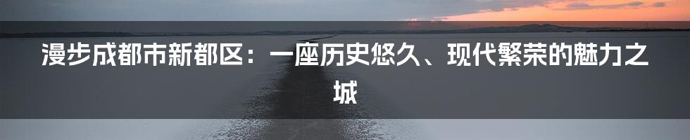 漫步成都市新都区：一座历史悠久、现代繁荣的魅力之城