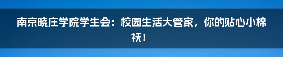 南京晓庄学院学生会：校园生活大管家，你的贴心小棉袄！