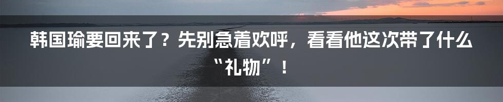 韩国瑜要回来了？先别急着欢呼，看看他这次带了什么“礼物”！