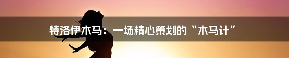 特洛伊木马：一场精心策划的“木马计”