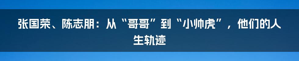 张国荣、陈志朋：从“哥哥”到“小帅虎”，他们的人生轨迹