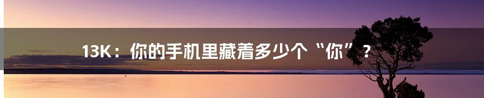 13K：你的手机里藏着多少个“你”？