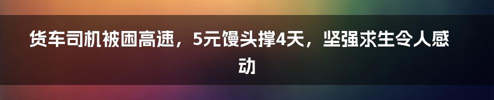 货车司机被困高速，5元馒头撑4天，坚强求生令人感动