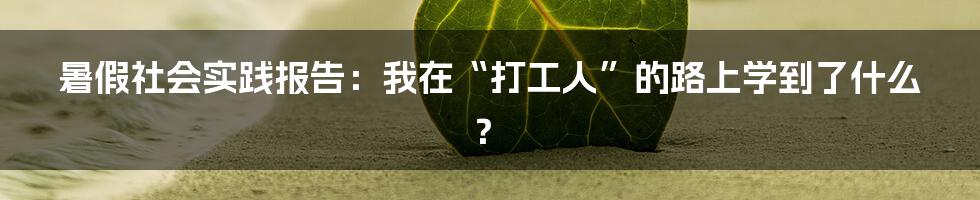 暑假社会实践报告：我在“打工人”的路上学到了什么？