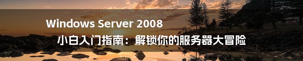 Windows Server 2008 小白入门指南：解锁你的服务器大冒险