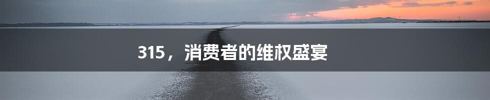 315，消费者的维权盛宴