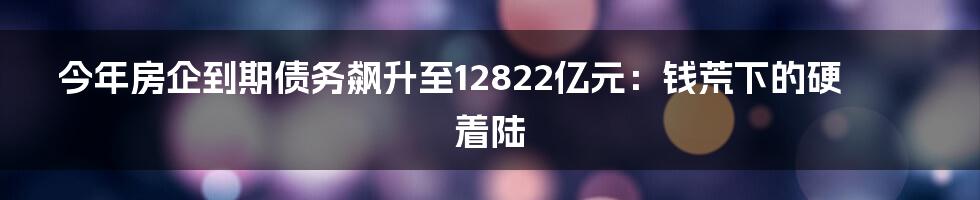 今年房企到期债务飙升至12822亿元：钱荒下的硬着陆