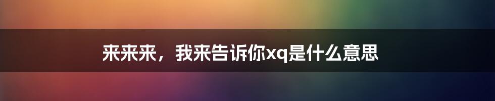 来来来，我来告诉你xq是什么意思