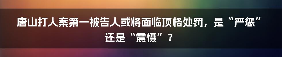 唐山打人案第一被告人或将面临顶格处罚，是“严惩”还是“震慑”？