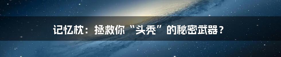 记忆枕：拯救你“头秃”的秘密武器？