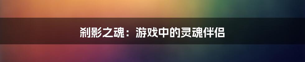 刹影之魂：游戏中的灵魂伴侣