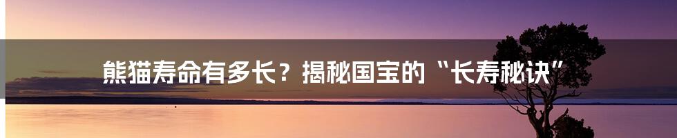 熊猫寿命有多长？揭秘国宝的“长寿秘诀”