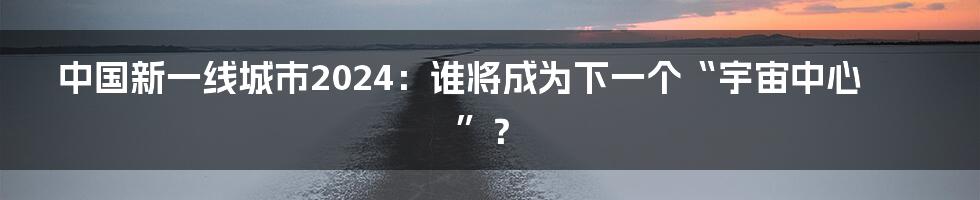 中国新一线城市2024：谁将成为下一个“宇宙中心”？