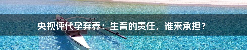 央视评代孕弃养：生育的责任，谁来承担？