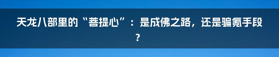 天龙八部里的“菩提心”：是成佛之路，还是骗氪手段？