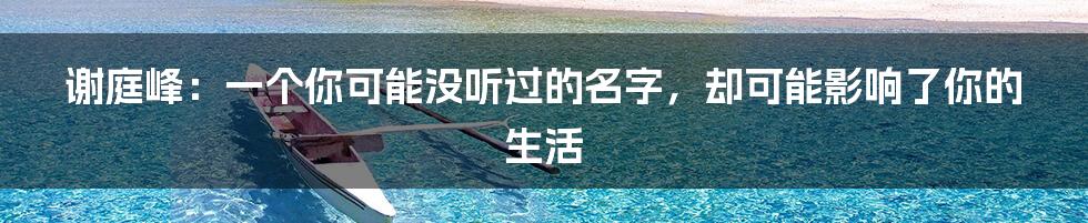 谢庭峰：一个你可能没听过的名字，却可能影响了你的生活