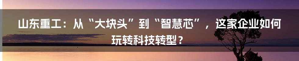 山东重工：从“大块头”到“智慧芯”，这家企业如何玩转科技转型？