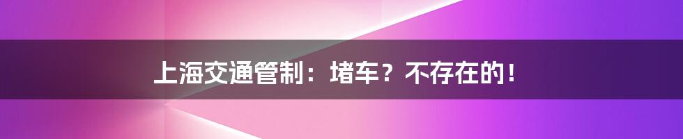 上海交通管制：堵车？不存在的！