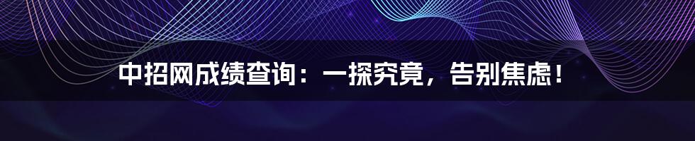 中招网成绩查询：一探究竟，告别焦虑！