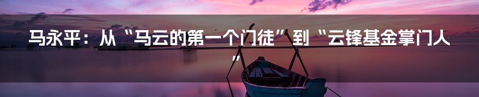 马永平：从“马云的第一个门徒”到“云锋基金掌门人”