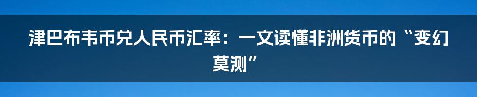 津巴布韦币兑人民币汇率：一文读懂非洲货币的“变幻莫测”