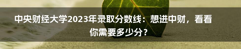 中央财经大学2023年录取分数线：想进中财，看看你需要多少分？