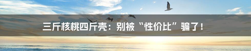 三斤核桃四斤壳：别被“性价比”骗了！