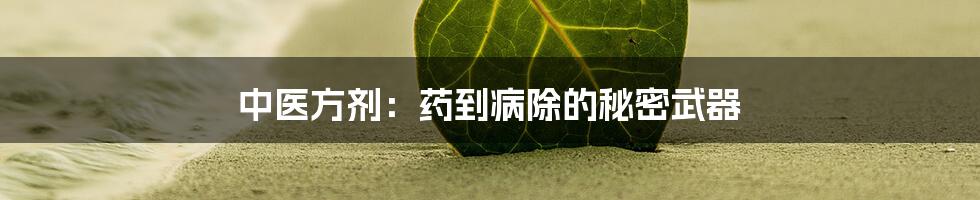 中医方剂：药到病除的秘密武器