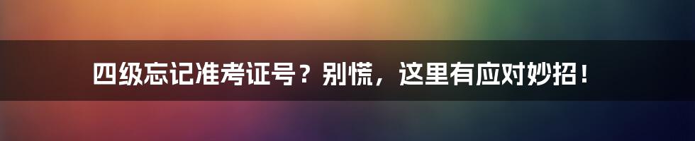 四级忘记准考证号？别慌，这里有应对妙招！