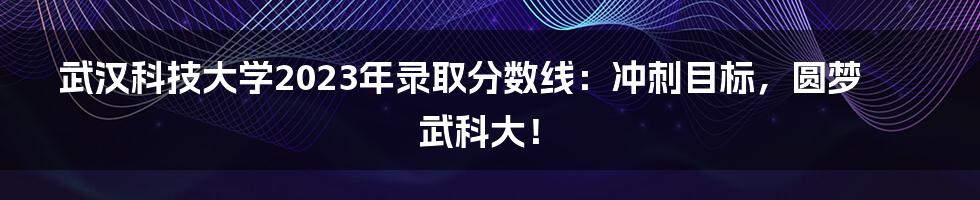 武汉科技大学2023年录取分数线：冲刺目标，圆梦武科大！