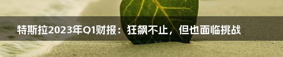 特斯拉2023年Q1财报：狂飙不止，但也面临挑战