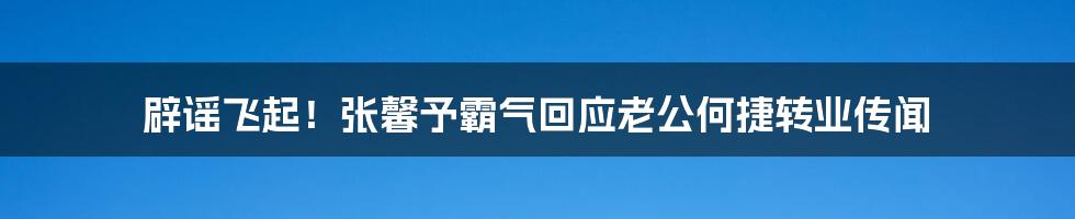 辟谣飞起！张馨予霸气回应老公何捷转业传闻