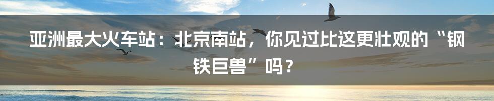 亚洲最大火车站：北京南站，你见过比这更壮观的“钢铁巨兽”吗？